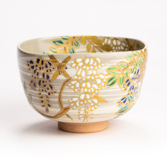 抹茶碗　四方形 藤の絵　宮川香林 KOTOPOTTER