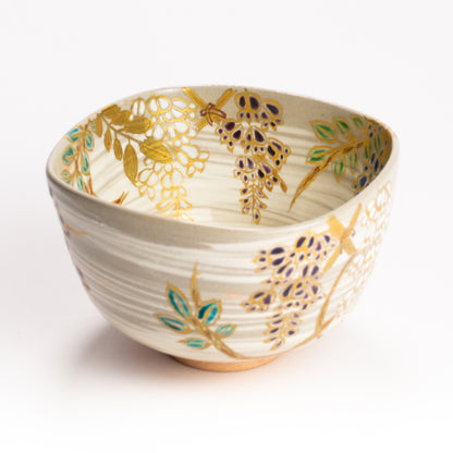 抹茶碗　四方形 藤の絵　宮川香林 KOTOPOTTER