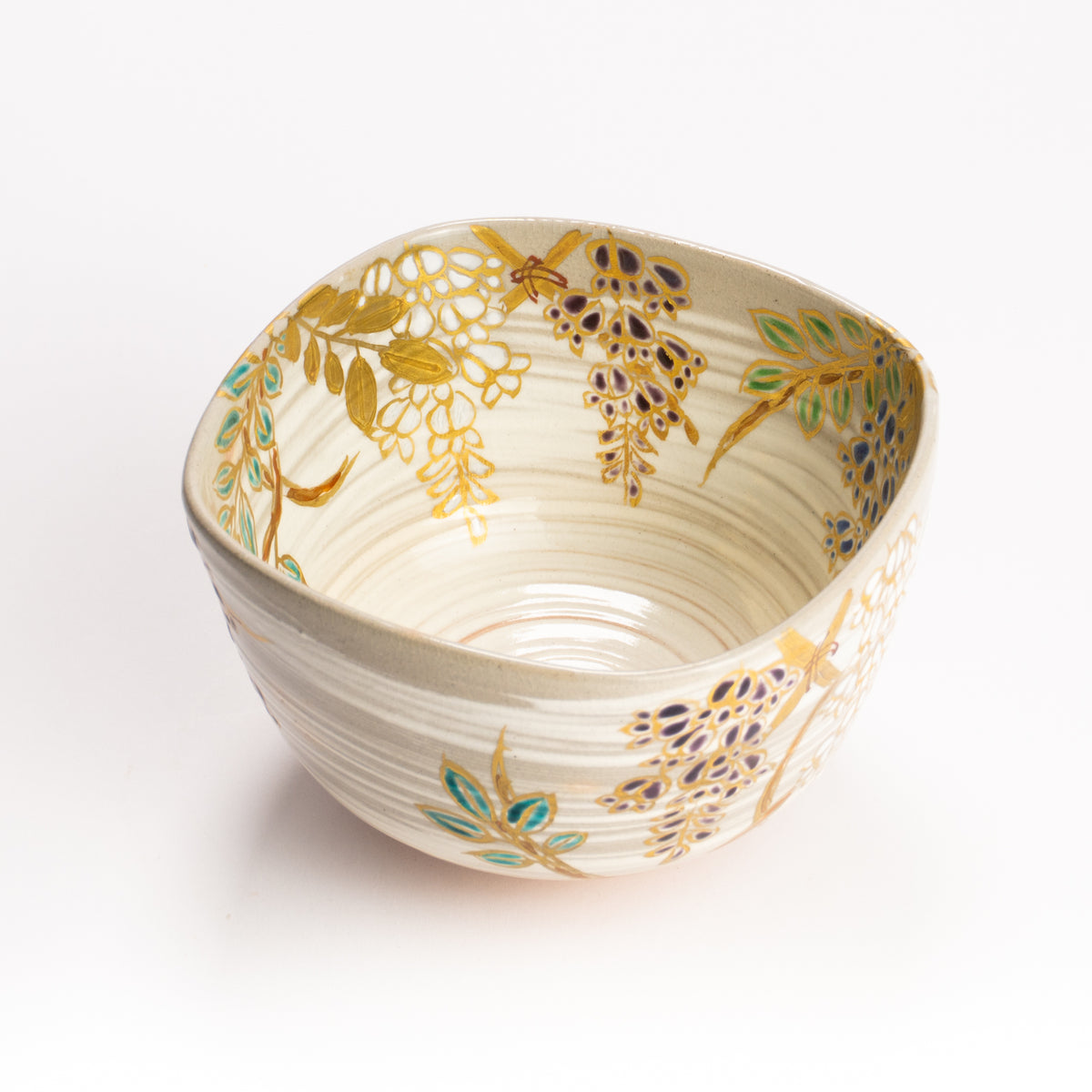 抹茶碗　四方形 藤の絵　宮川香林 KOTOPOTTER
