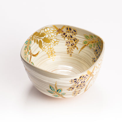 抹茶碗　四方形 藤の絵　宮川香林 KOTOPOTTER