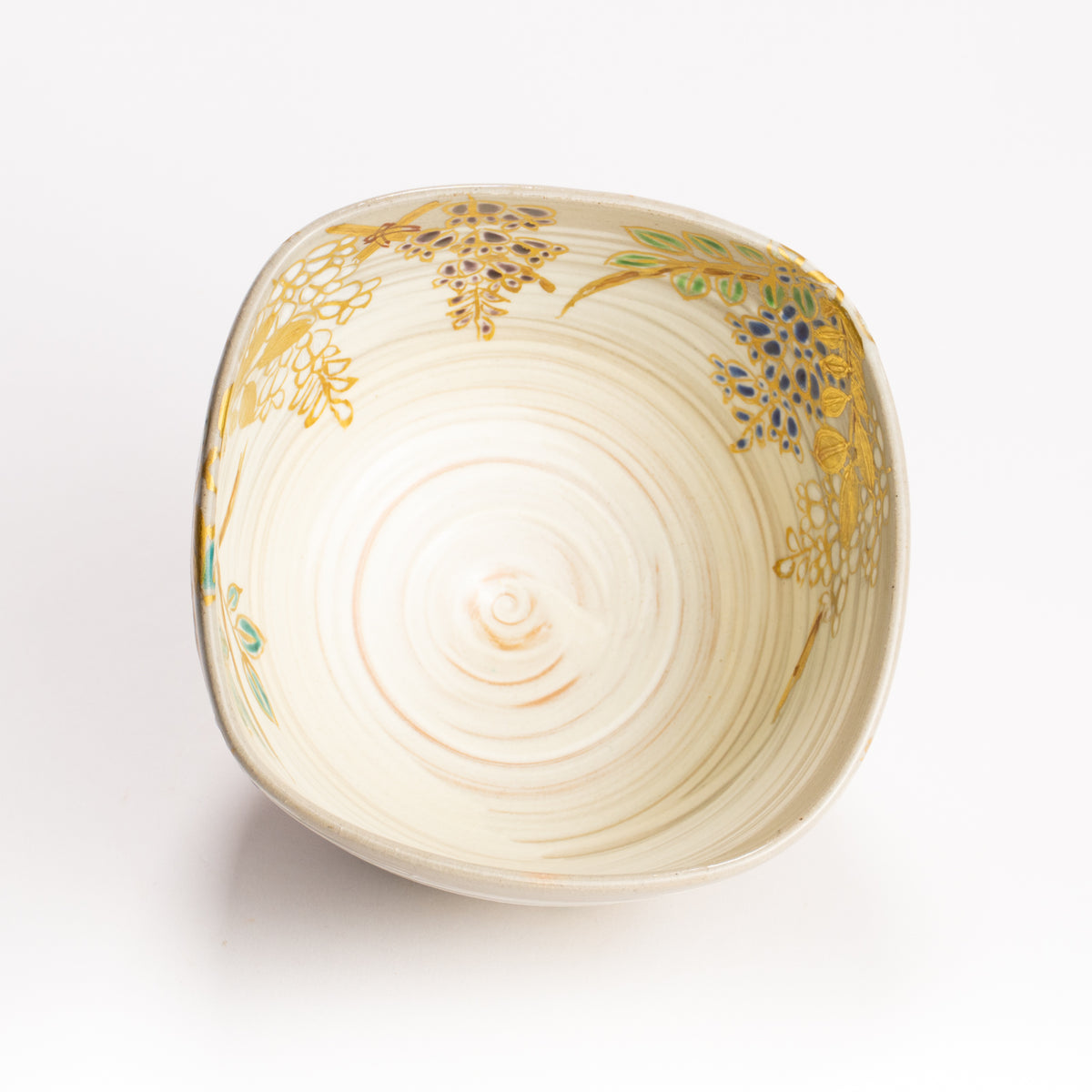 抹茶碗　四方形 藤の絵　宮川香林 KOTOPOTTER