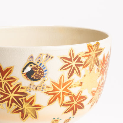 抹茶碗　紅葉に山雀　宮川香林 KOTOPOTTER