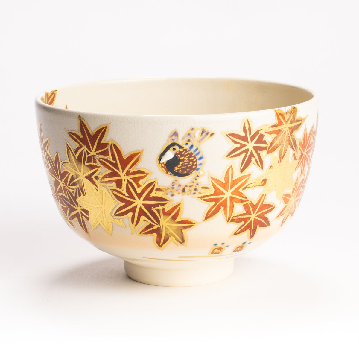 抹茶碗　紅葉に山雀　宮川香林 KOTOPOTTER
