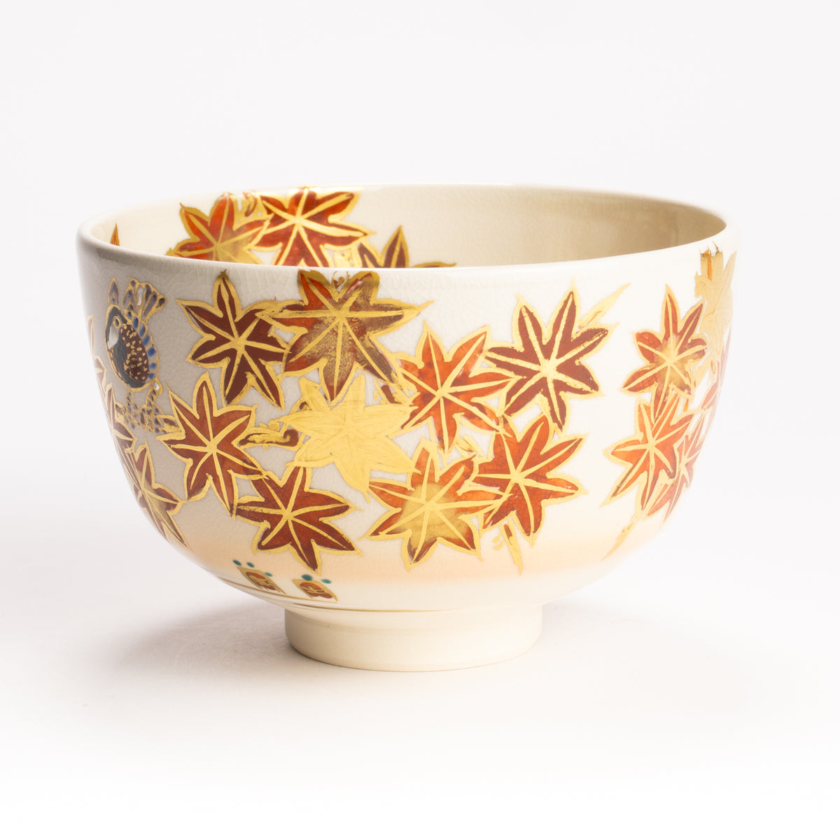 抹茶碗　紅葉に山雀　宮川香林 KOTOPOTTER
