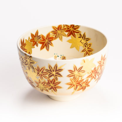 抹茶碗　紅葉に山雀　宮川香林 KOTOPOTTER