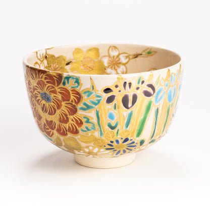 抹茶碗　四季草花の絵　宮川香林 KOTOPOTTER