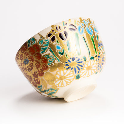 抹茶碗　四季草花の絵　宮川香林 KOTOPOTTER