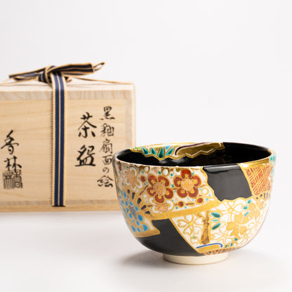 抹茶碗　扇面 四季草花の絵　宮川香林 KOTOPOTTER