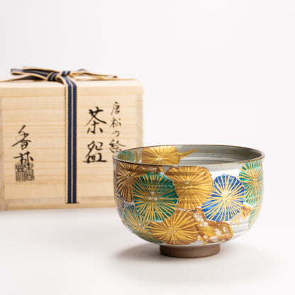 抹茶碗　唐松の絵　宮川香林 KOTOPOTTER