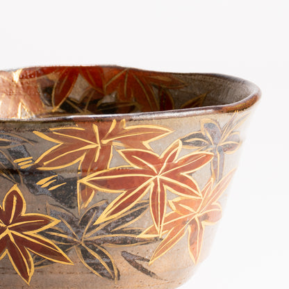 抹茶碗　黒陶紅葉　俊山窯 KOTOPOTTER