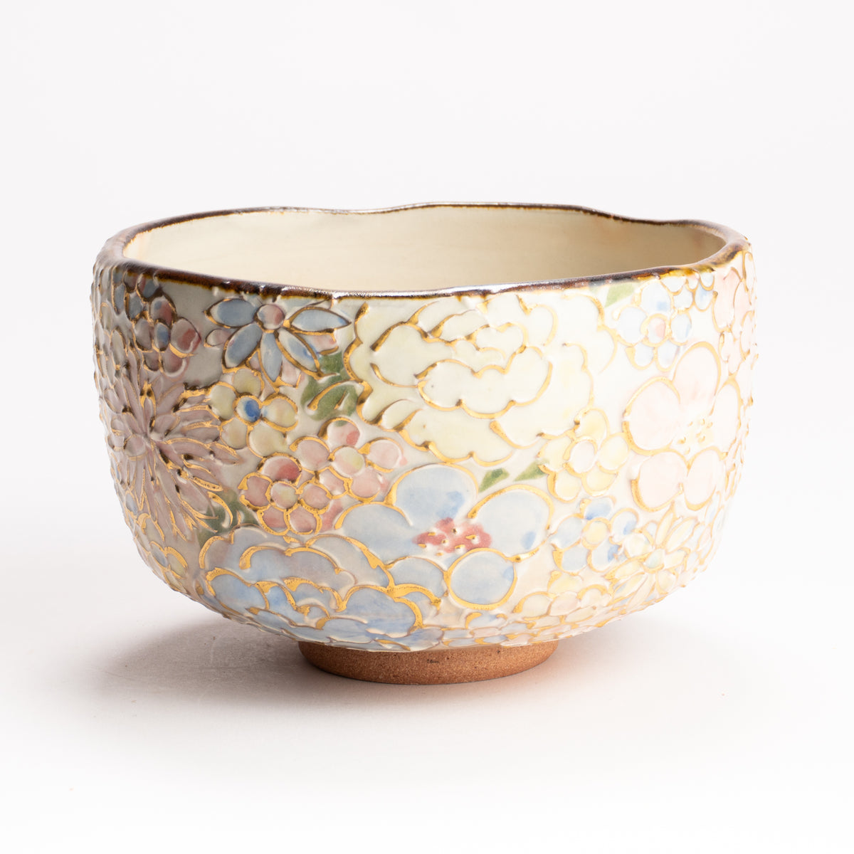 抹茶碗　色絵金彩 花詰　俊山窯 KOTOPOTTER