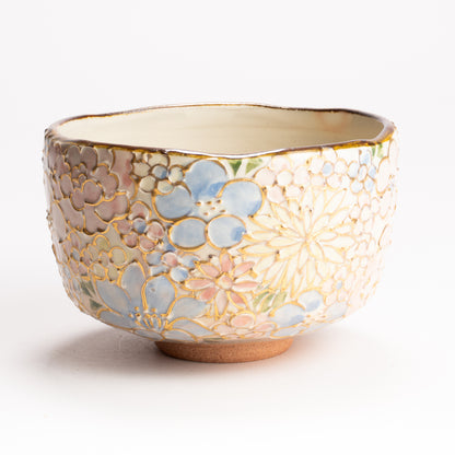 抹茶碗　色絵金彩 花詰　俊山窯 KOTOPOTTER