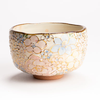 抹茶碗　色絵金彩 花詰　俊山窯 KOTOPOTTER