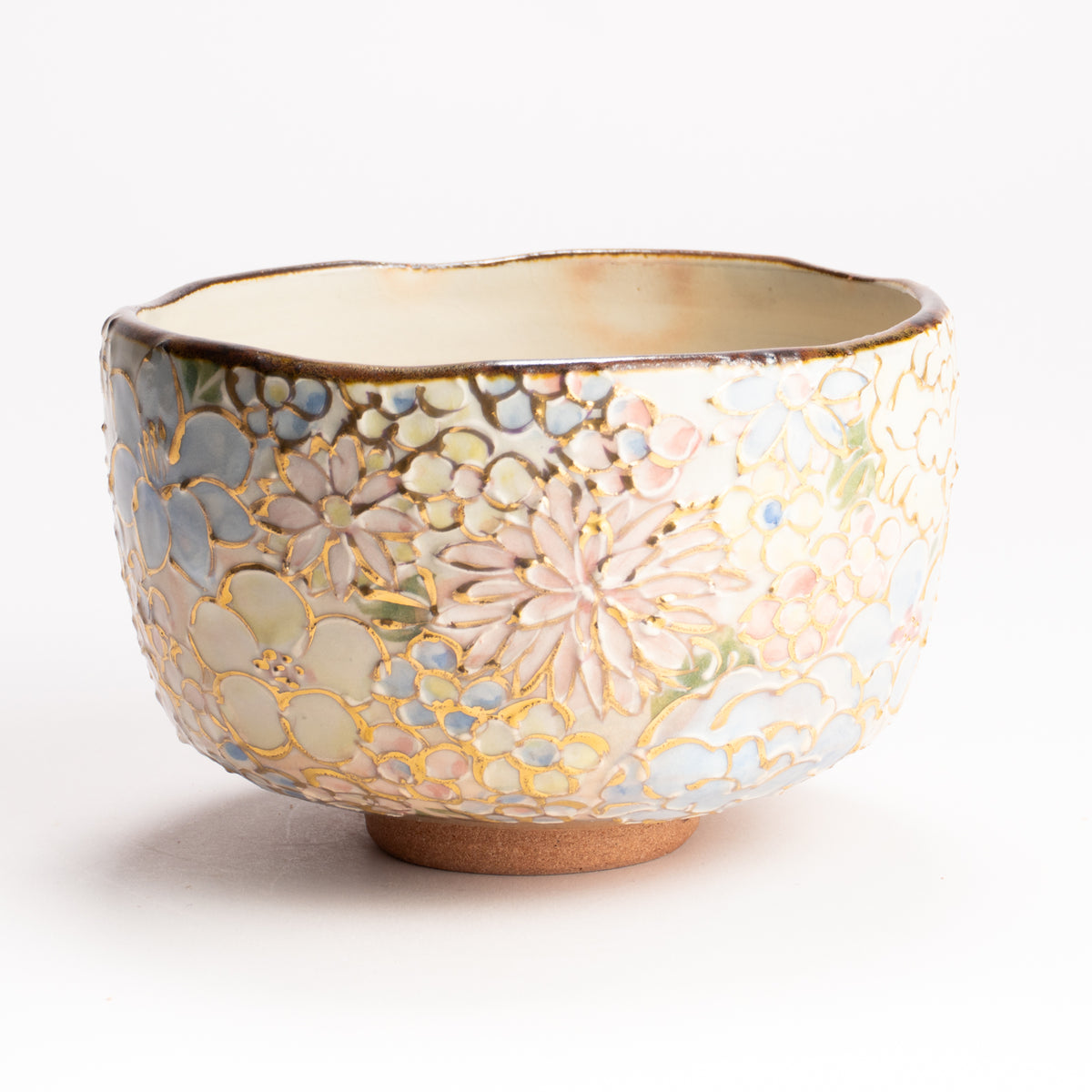 抹茶碗　色絵金彩 花詰　俊山窯 KOTOPOTTER