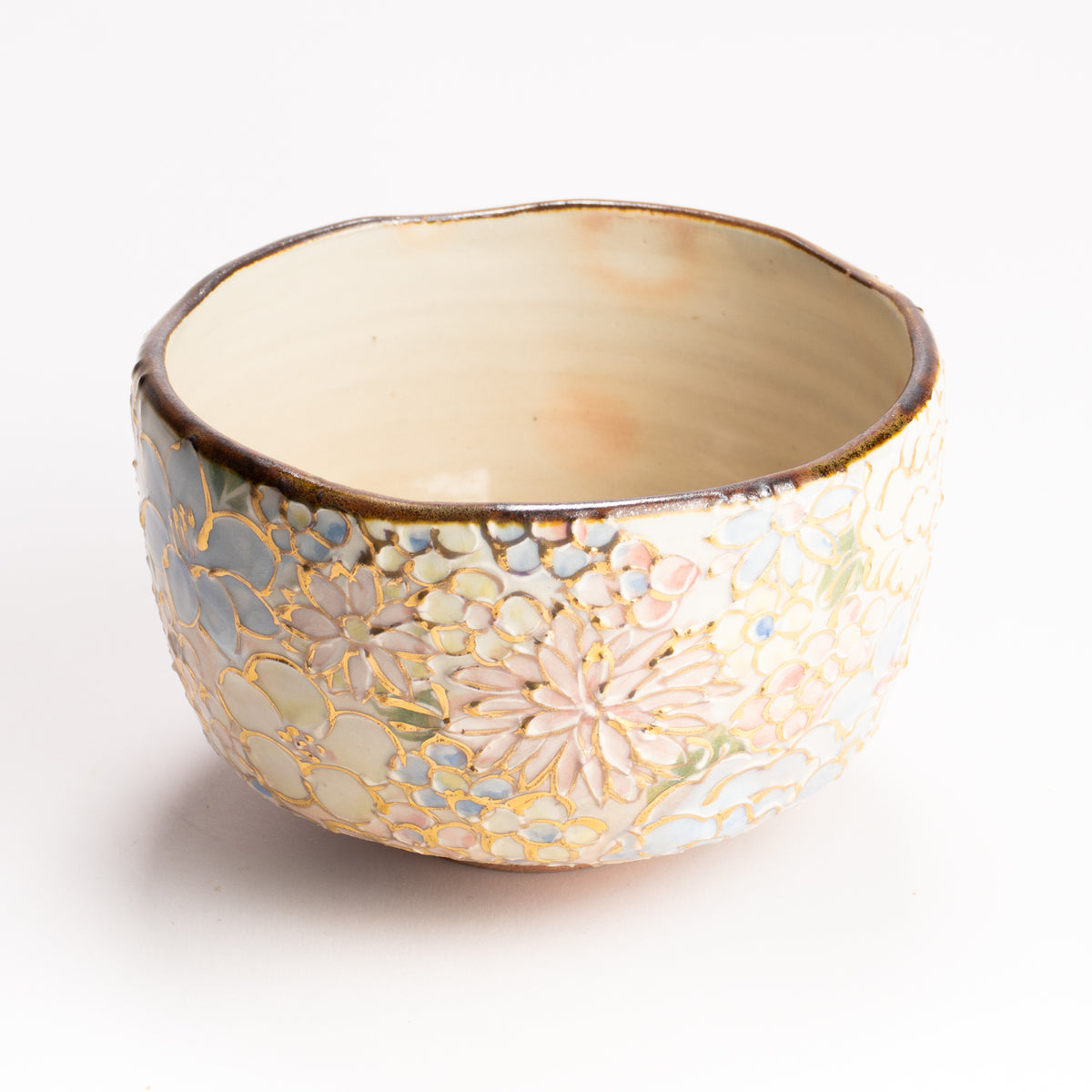 抹茶碗　色絵金彩 花詰　俊山窯 KOTOPOTTER