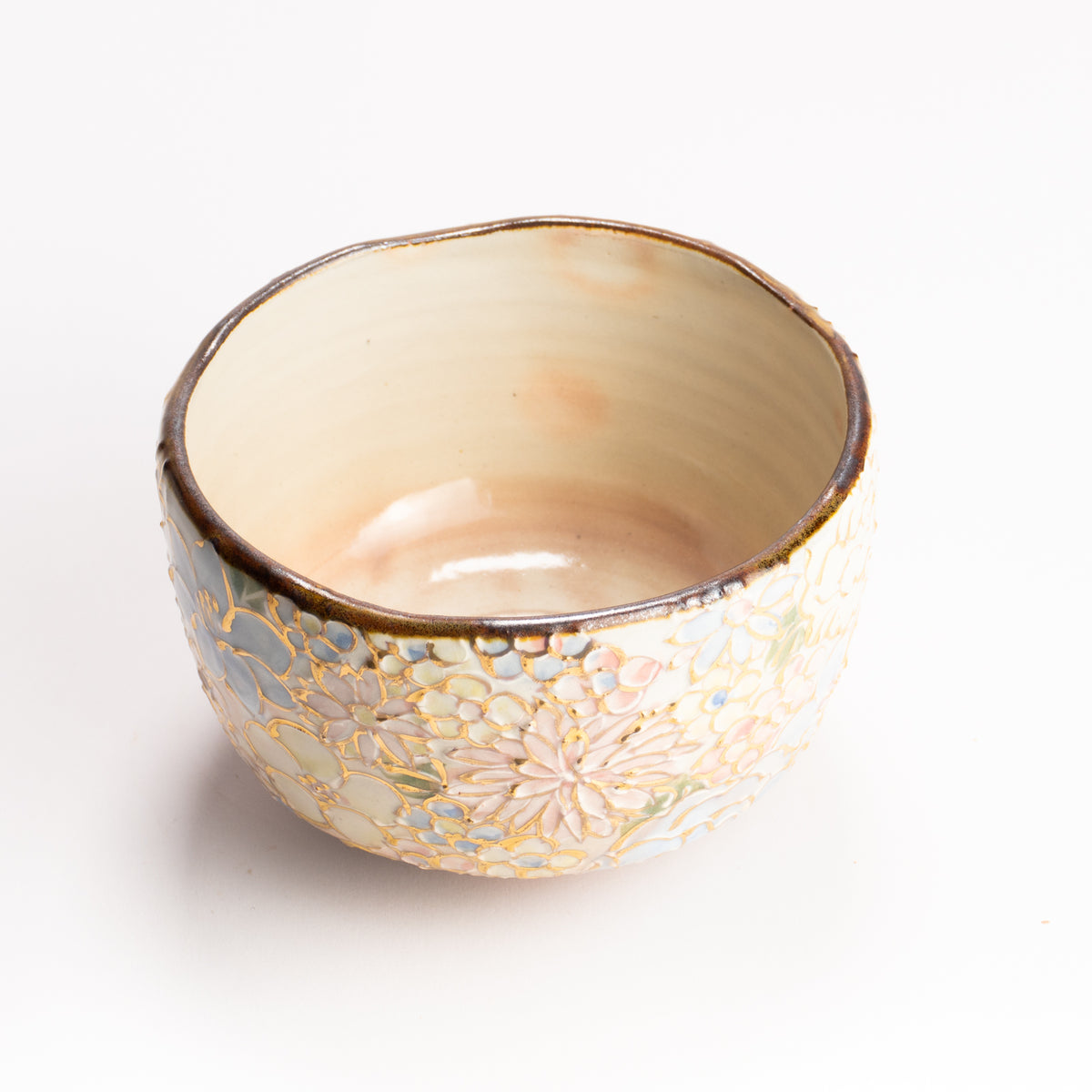 抹茶碗　色絵金彩 花詰　俊山窯 KOTOPOTTER
