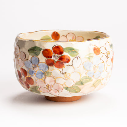 抹茶碗　色絵 椿之図　俊山窯 KOTOPOTTER