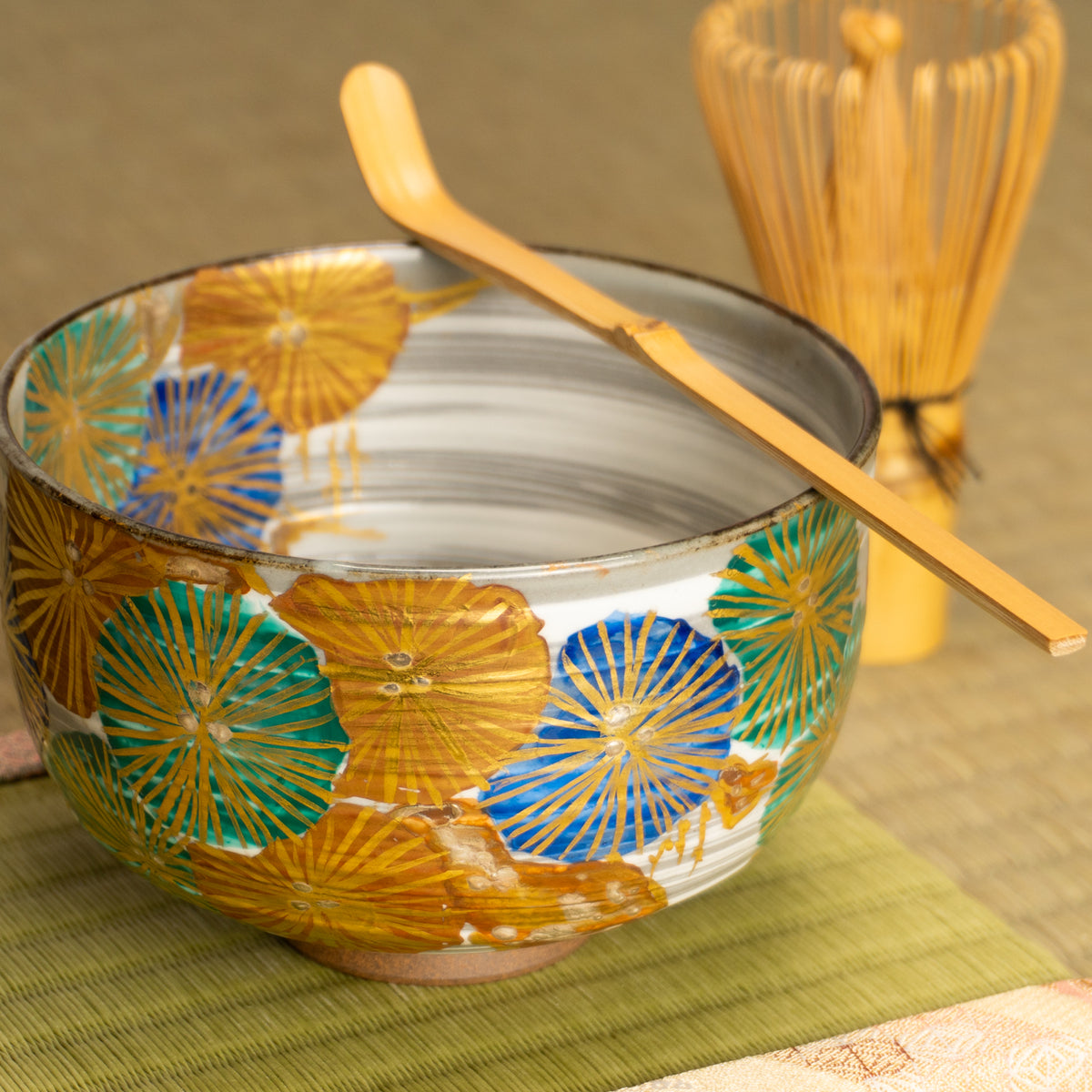 抹茶碗　唐松の絵　宮川香林 KOTOPOTTER