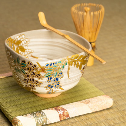 抹茶碗　四方形 藤の絵　宮川香林 KOTOPOTTER