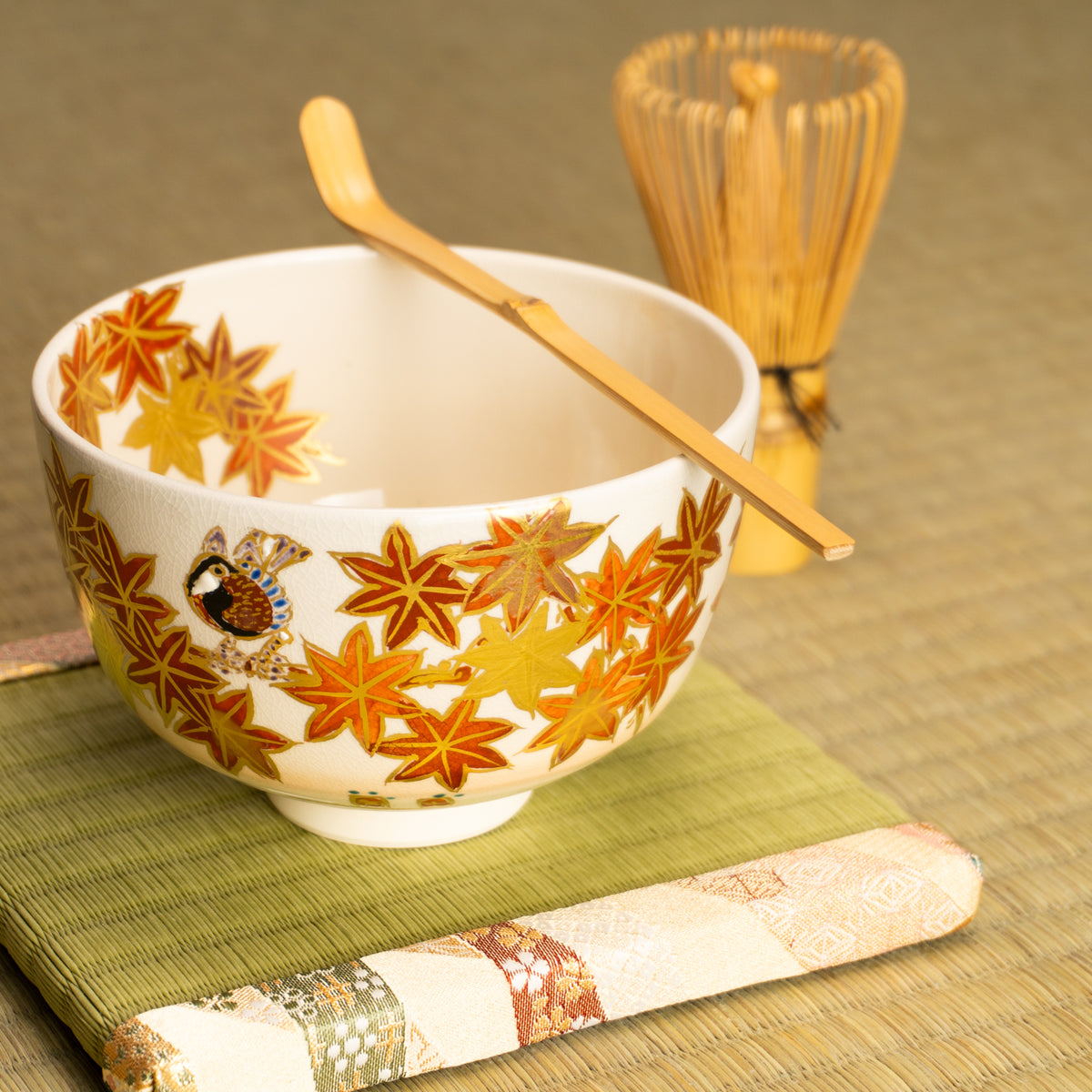 抹茶碗　紅葉に山雀　宮川香林 KOTOPOTTER