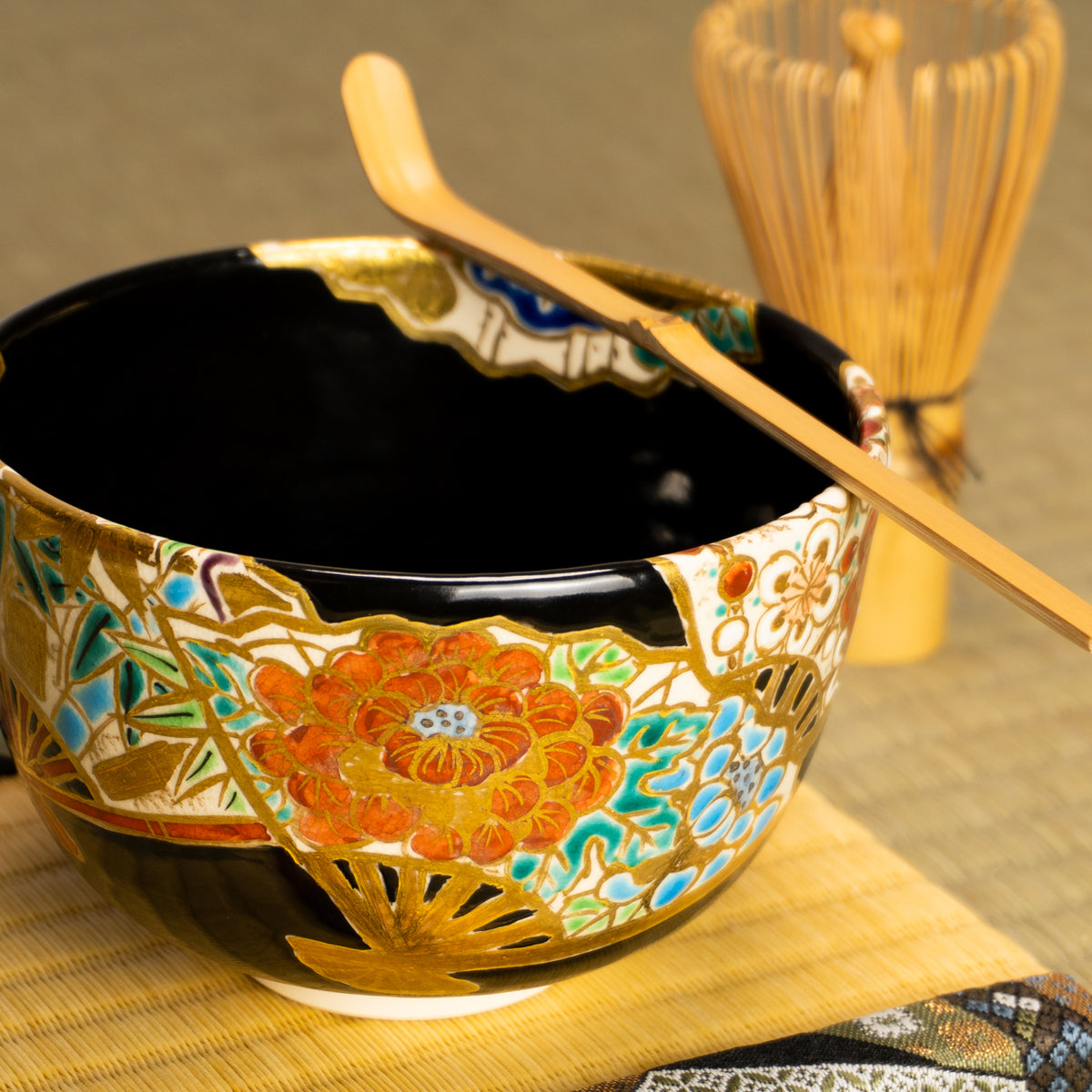 抹茶碗　扇面 四季草花の絵　宮川香林 KOTOPOTTER