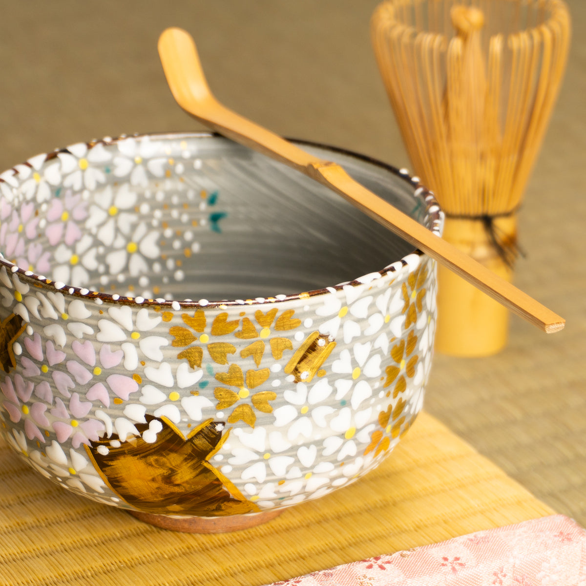 抹茶碗　桜の絵　宮川香林 KOTOPOTTER