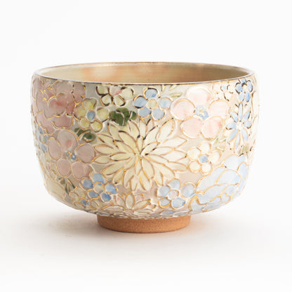 抹茶碗　色絵金彩 花詰　俊山窯 KOTOPOTTER