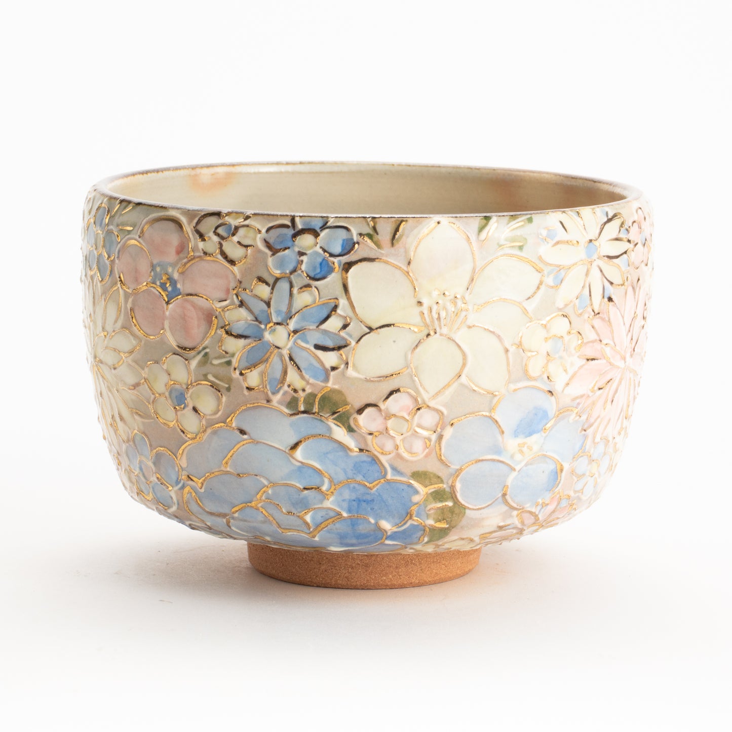 抹茶碗　色絵金彩 花詰　俊山窯 KOTOPOTTER