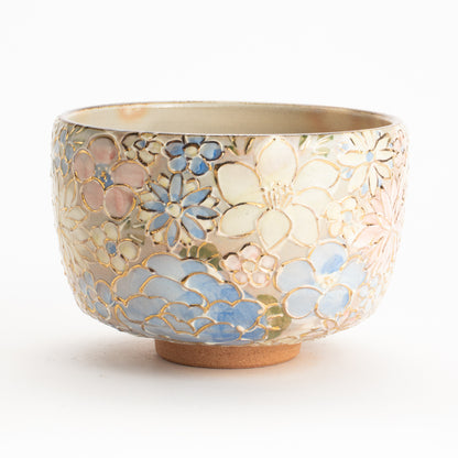 抹茶碗　色絵金彩 花詰　俊山窯 KOTOPOTTER