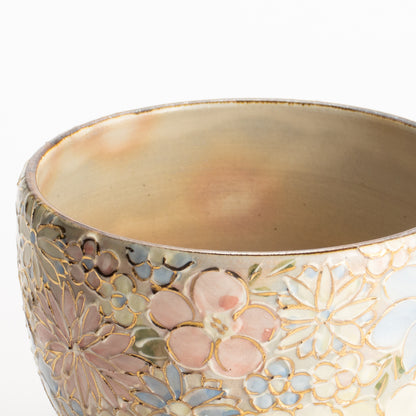 抹茶碗　色絵金彩 花詰　俊山窯 KOTOPOTTER