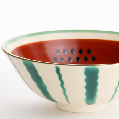 抹茶碗　スイカ(赤)　亨 - Handcrafted Japanese pottery from Kyoto - Kyo ware / Kiyomizu ware.