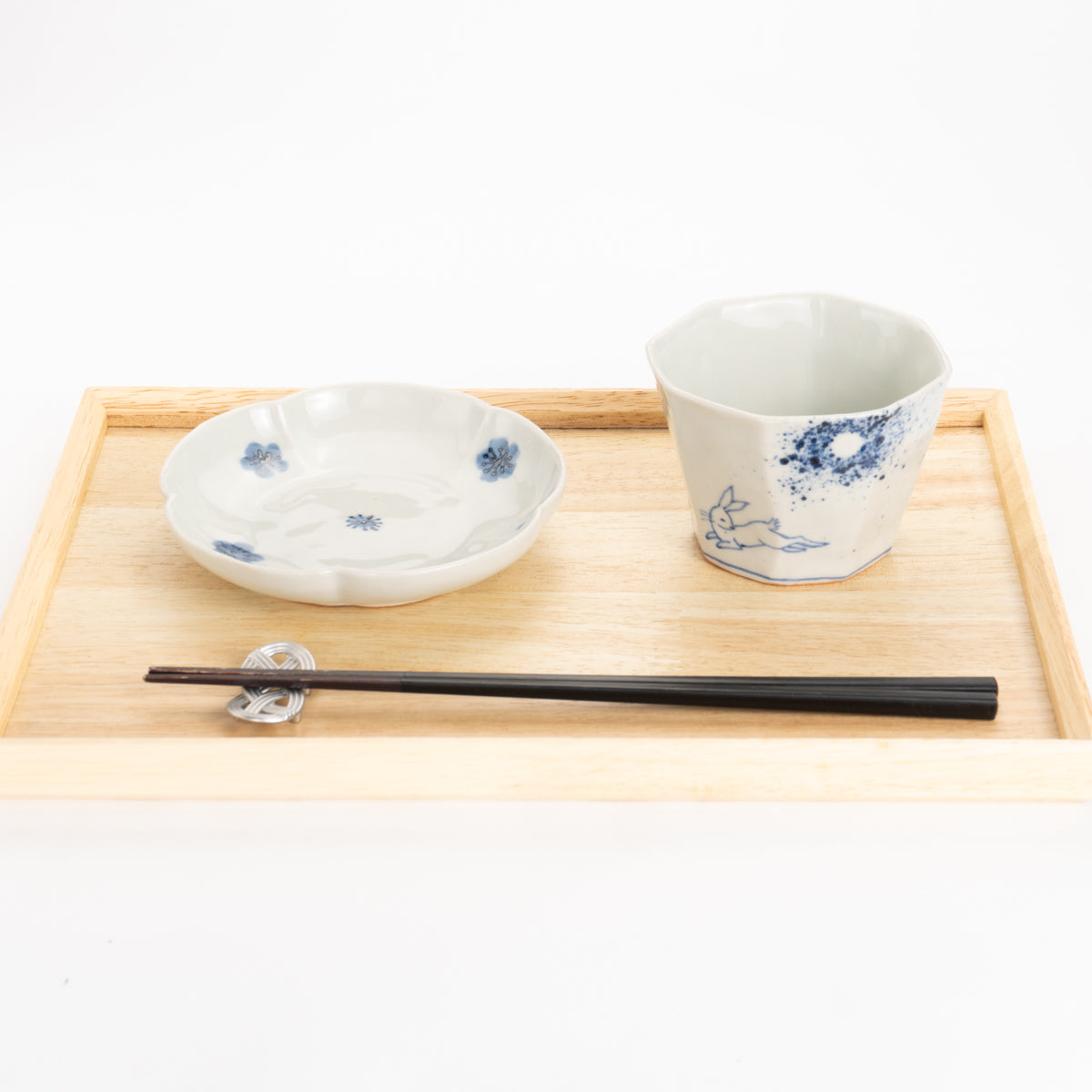 蕎麦猪口　染付 月とウサギ　永田工房 - Handcrafted Japanese pottery from Kyoto - Kyo ware / Kiyomizu ware.