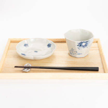 蕎麦猪口　染付 月とウサギ　永田工房 - Handcrafted Japanese pottery from Kyoto - Kyo ware / Kiyomizu ware.