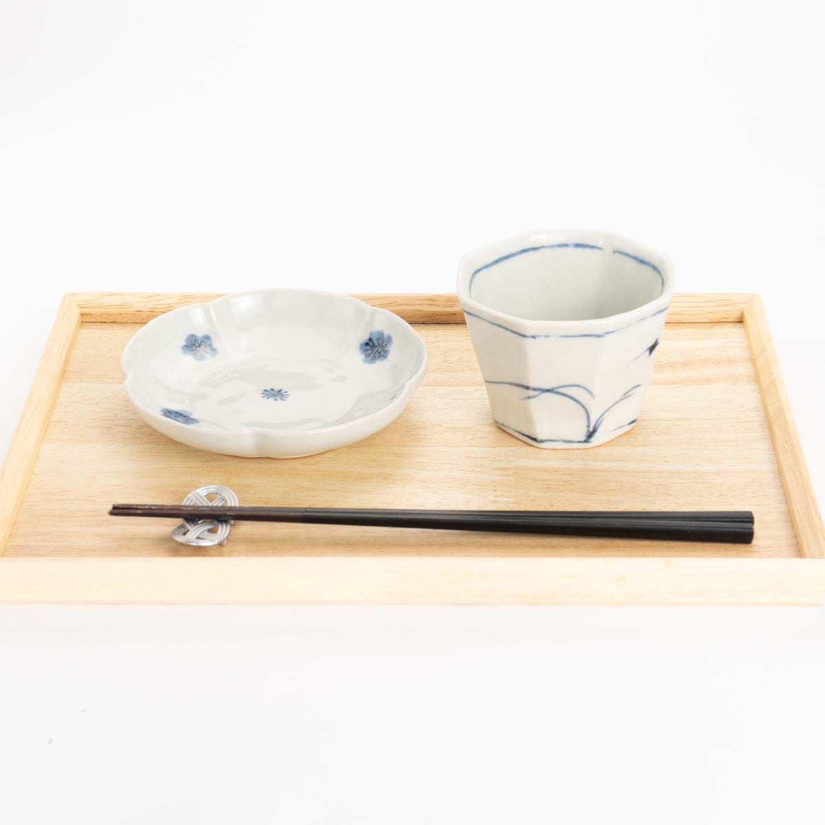 蕎麦猪口　染付　ススキ　永田工房 - Handcrafted Japanese pottery from Kyoto - Kyo ware / Kiyomizu ware.