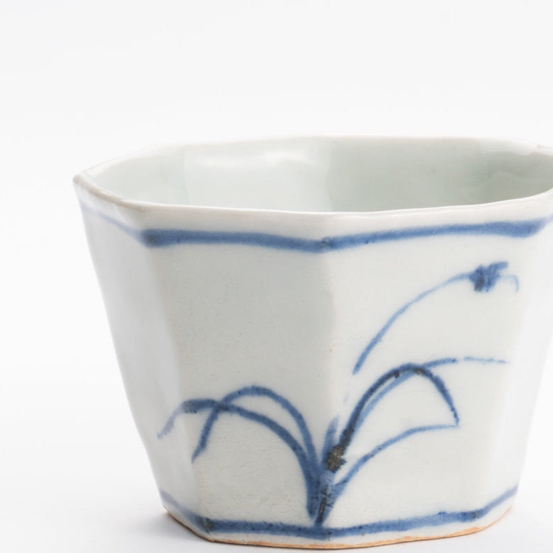 蕎麦猪口　染付　ススキ　永田工房 - Handcrafted Japanese pottery from Kyoto - Kyo ware / Kiyomizu ware.