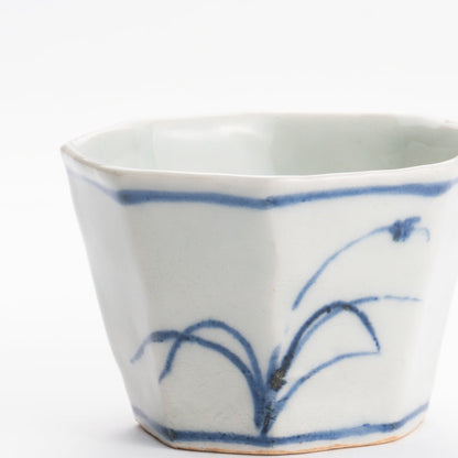 蕎麦猪口　染付　ススキ　永田工房 - Handcrafted Japanese pottery from Kyoto - Kyo ware / Kiyomizu ware.