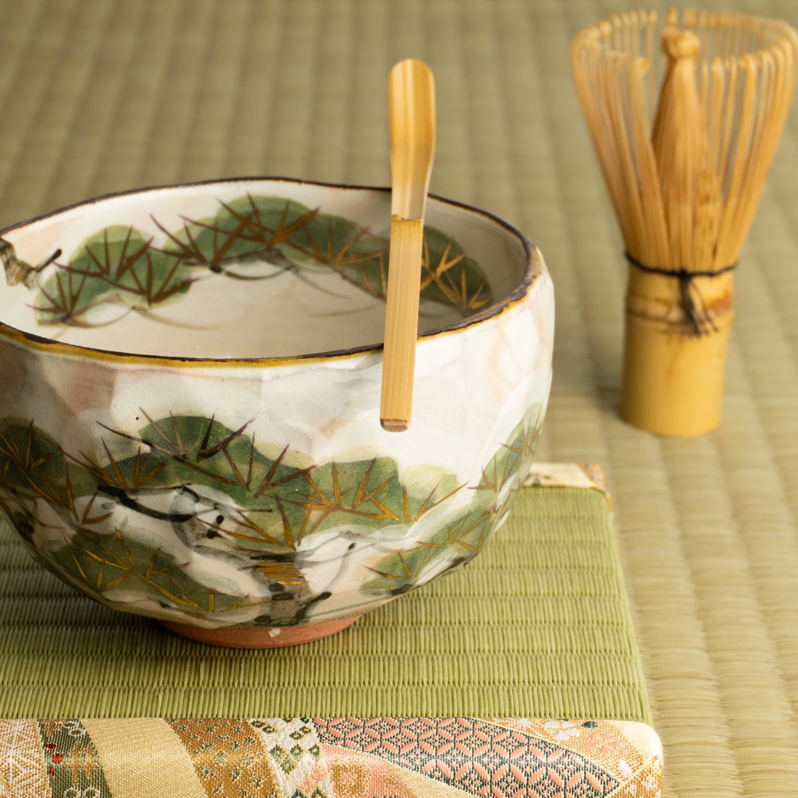 抹茶碗　雪松図 B　俊山窯 KOTOPOTTER