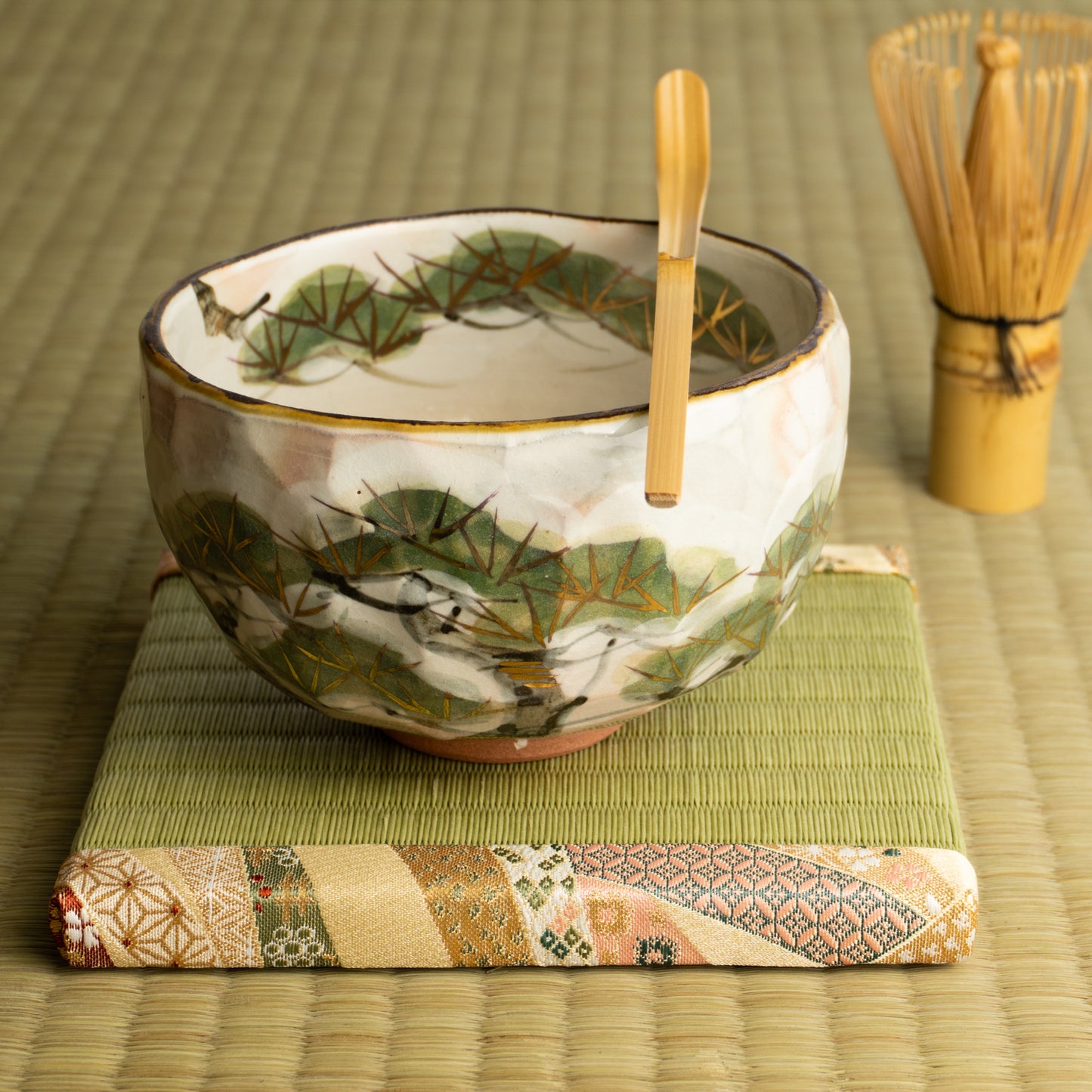 抹茶碗　雪松図 B　俊山窯 KOTOPOTTER