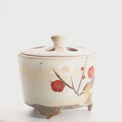 【清水焼】香炉　梅　俊山窯