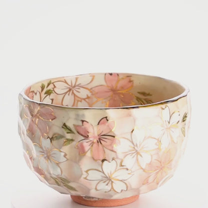 抹茶碗　満開桜　俊山窯
