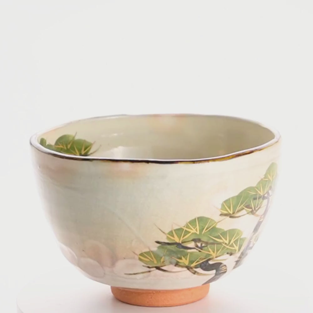 Matcha bowl -Pine tree by Shunzan kiln| Kyoto traditional pottery
