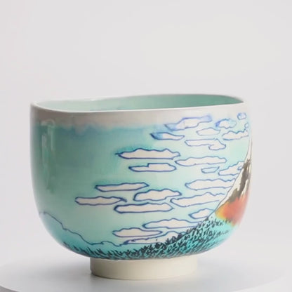 抹茶碗，《富士山三十六景“风和晴”》，山本一成作品