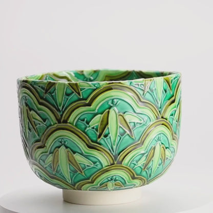 抹茶碗　松つなぎ竹　山本一如