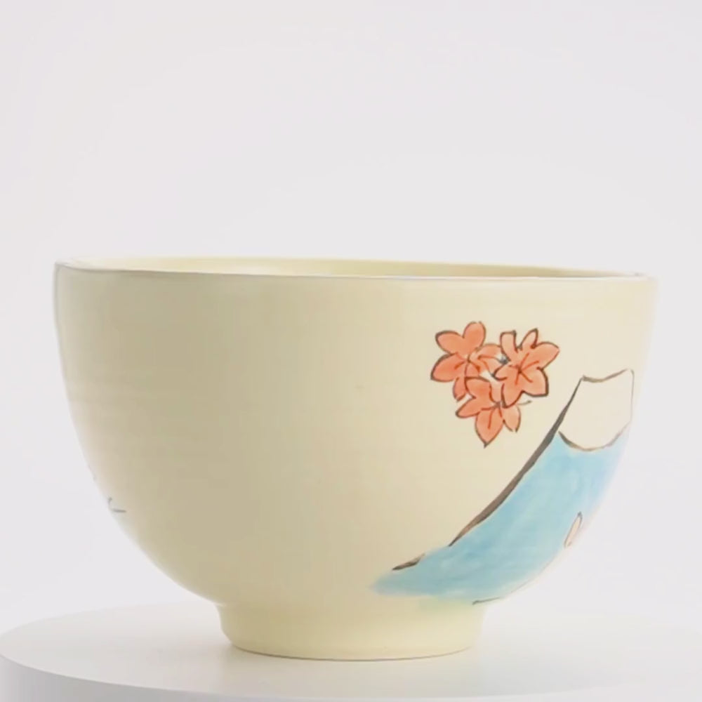 抹茶碗 仲良しうさぎ「富士山と紅葉」 工房咲楽｜コトポッター