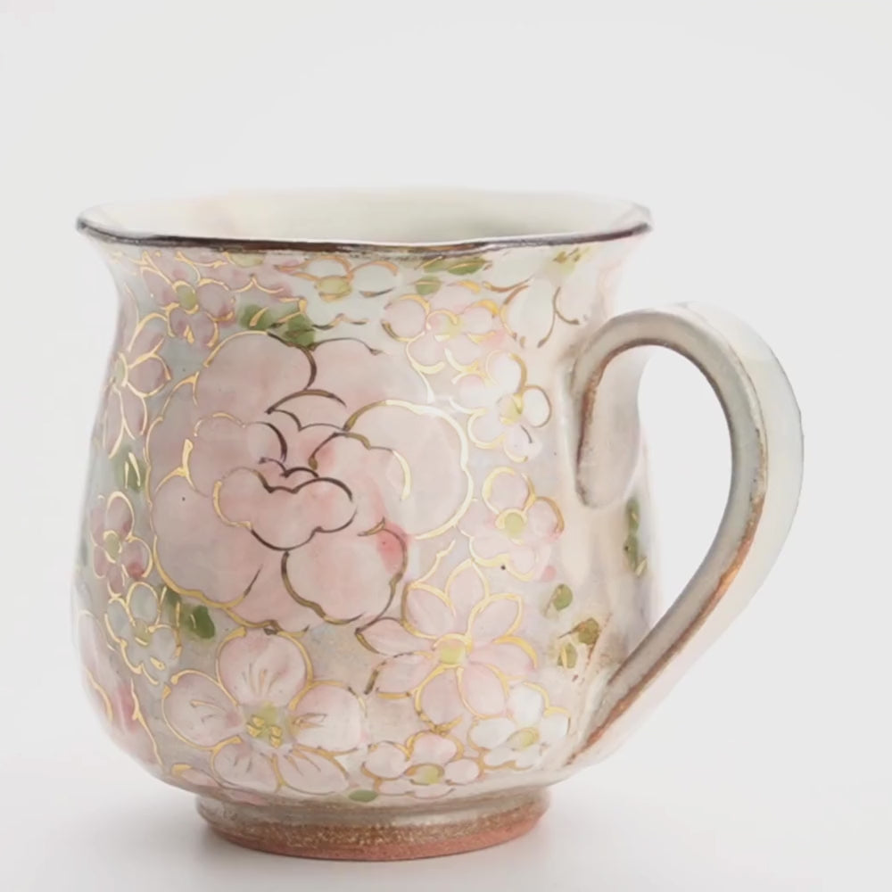 マグカップ　花まつり ピンク　俊山窯 - Handcrafted Japanese pottery from Kyoto - Kyo ware / Kiyomizu ware.