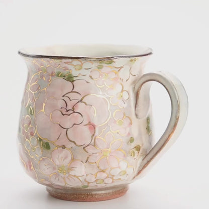 マグカップ　花まつり ピンク　俊山窯 - Handcrafted Japanese pottery from Kyoto - Kyo ware / Kiyomizu ware.