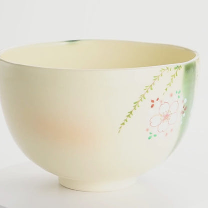 抹茶碗　織部 柳桜　宝泉