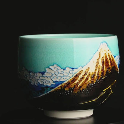 Matcha bowl　-Thirty-six Views of Mount Fuji "Thunderstorm Beneath the Summit" by Ichinyo Yamamoto