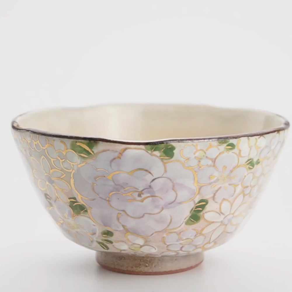 茶碗　花まつり 紫　俊山窯 - Handcrafted Japanese pottery from Kyoto - Kyo ware / Kiyomizu ware.