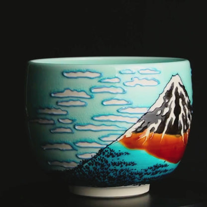 Matcha bowl -Thirty-six Views of Mount Fuji "Fine Wind, Clear Weather" by Ichinyo Yamamoto